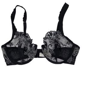 Wacoal Visual Effects 1 Inch Minimizer Underwire Sheer Floral Bra Size 32D